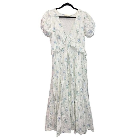 LOVESHACKFANCY Carlton Floral Maxi Dress Boho Cotton fit&flare sz 6 - Picture 6 of 14